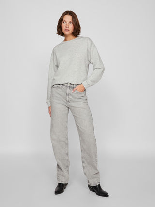 Sandy Long Sleeve Sweat Top | Light Grey Melange