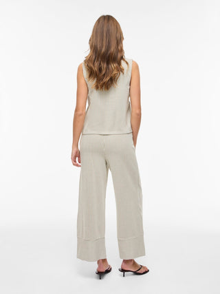 Striplo 7/8 High Waisted Trousers | Slate Black Birch