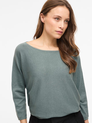 Malu Boatneck 3/4 Sleeve Knit Top | Balsam Green