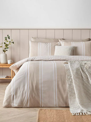 Banded Stripe Duvet Cover Set  | Natural