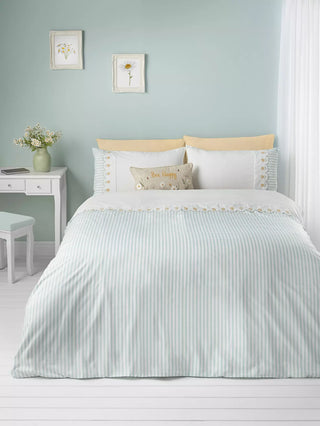 Embroidered Daisy Duvet Set | Sage