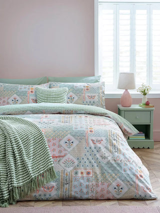 Folk Patchwork Duvet Set | Green