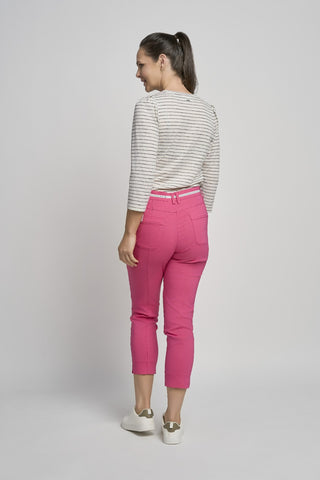 Ciara Cropped Straight Trouser | Fuchsia