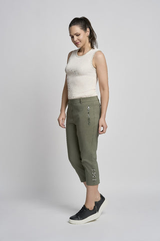 Niamh Cropped Straight Trouser | Khaki