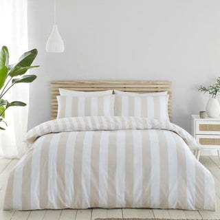 Catherine Lansfield Cove Stripe Duvet Cover Natural