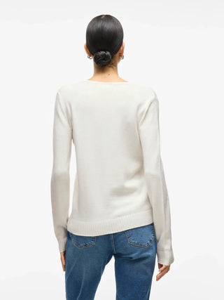 Viril V Neck Long Sleeve Top | White Alyssum