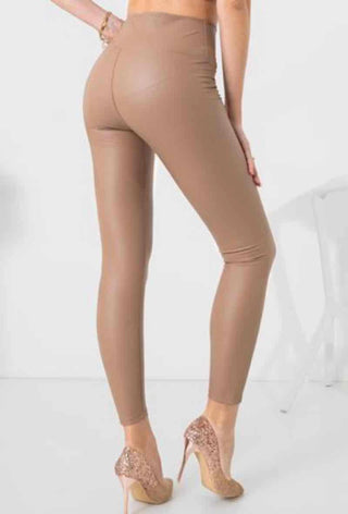 Plain leather Look Legging Taupe