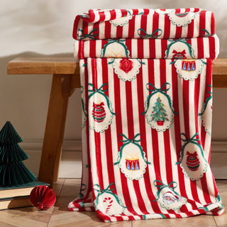 Christmas Vintage Stripped Throw | Red