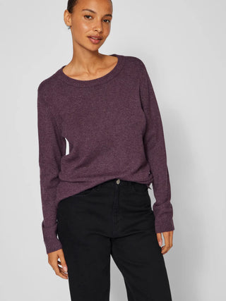 Viril Round Neck Long Sleeve Knit Plum Perfect