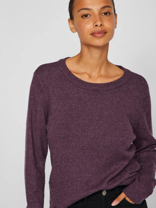 Viril Round Neck Long Sleeve Knit Plum Perfect