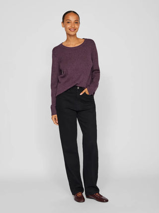 Viril Round Neck Long Sleeve Knit Plum Perfect