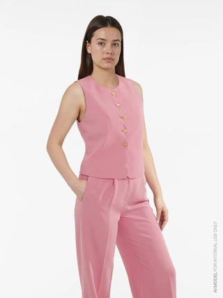 Iris Sleeveless Tailoring Vest | Sea Pink