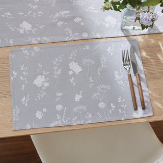 Catherine Lansfield Meadowsweet Floral Place Mats White Grey