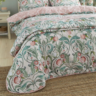 Catherine Lansfield Clarence Floral Bedspread Green Natural