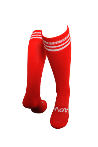 Atak Sports High Performance Comfort Fit Football Socks Red and White