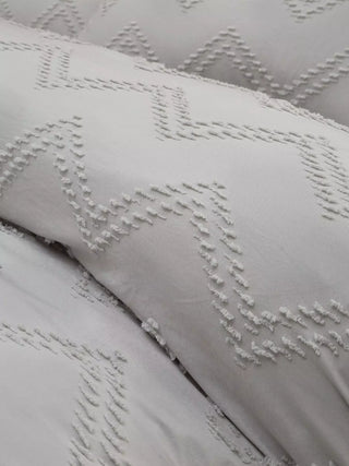 Catherine Lansfield Chevron Clipped Jacquard Duvet Cover Natural