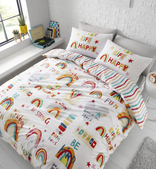 Catherine Lansfield Be A Rainbow Multi Duvet Cover Catherine Lansfield Homewear All Bedding, Duvet Covers
